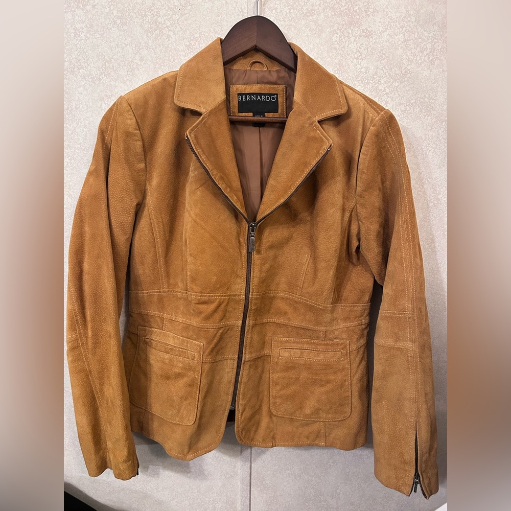Bernardo Buckskin Fitted Suede Leather Jacket